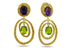 18K Yellow Gold Amethyst and Peridot Clip-On Earrings