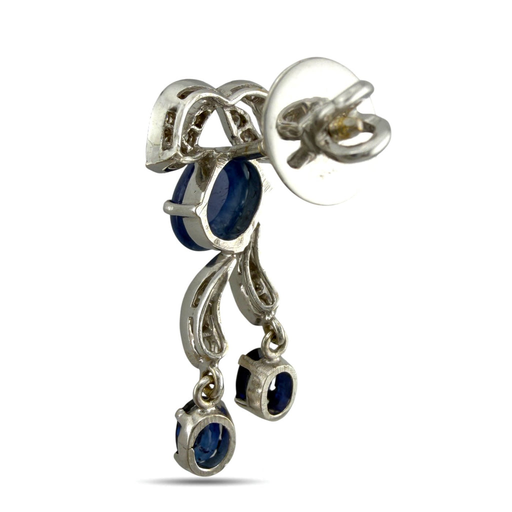 14K White Gold 9.20ct Sapphire and 1.90ct Diamond Necklace and Earring Set
