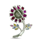 Marquise Gemstone and 0.55ct Diamond Sunflower Brooch