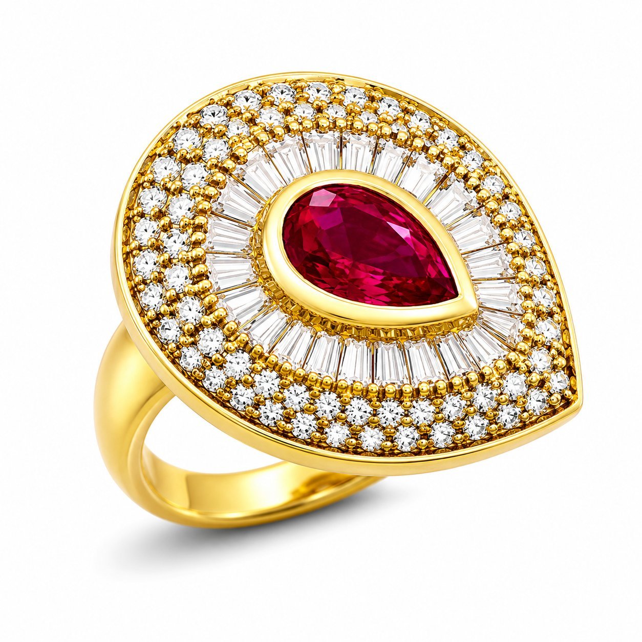 Hammerman Brothers 14K Yellow Gold 0.90ct Ruby & 1.00ct Diamond Ring