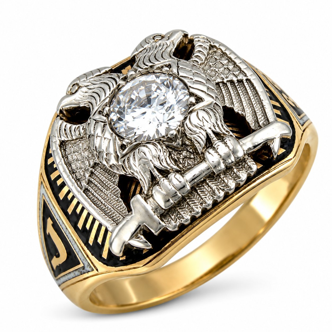 Royal Secret Masonic Ring With a Double Headed Eagle 7th and 32nd Degree
