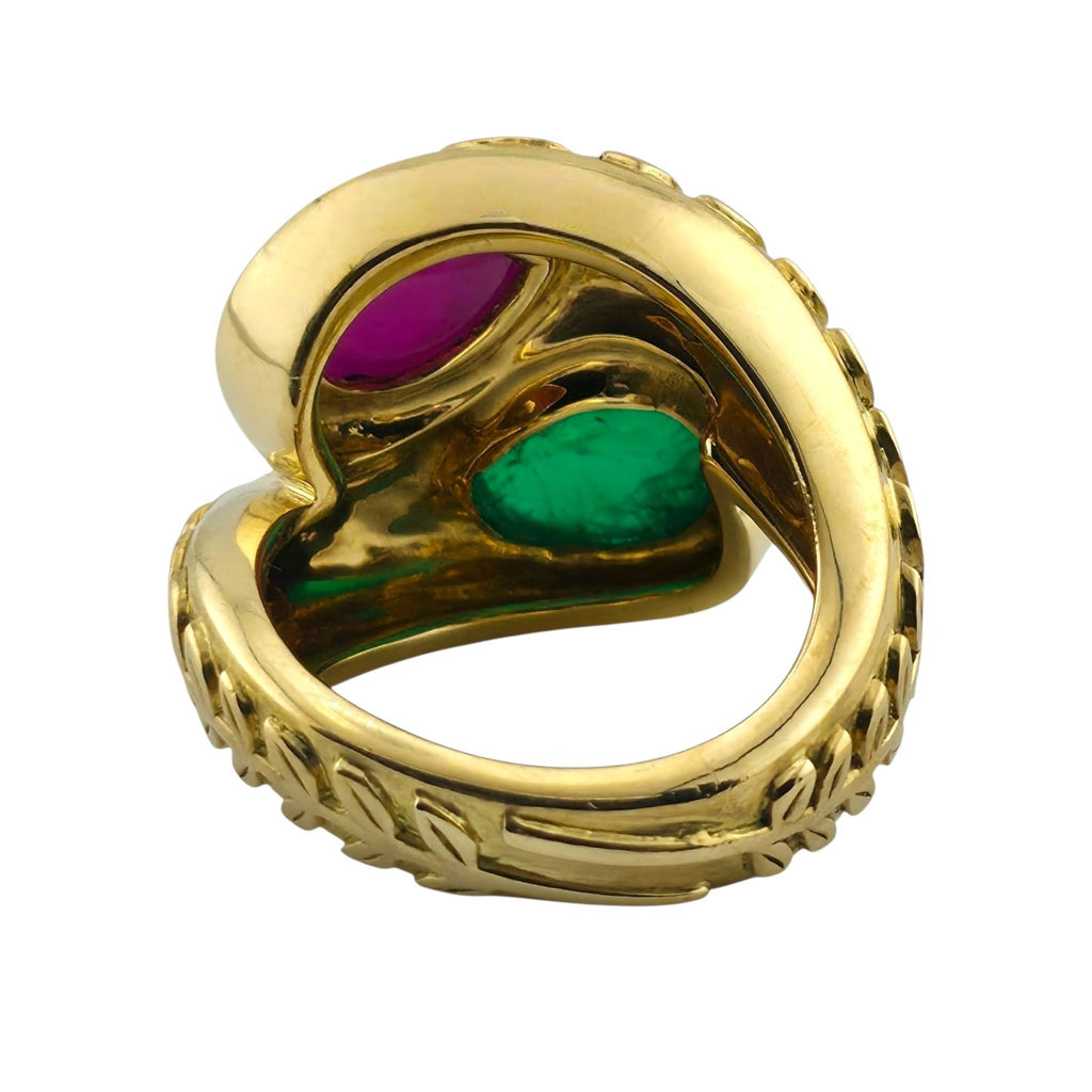 Valentin Magro 18K Gold Ring with 4.5ct Ruby and 4.0ct Emerald