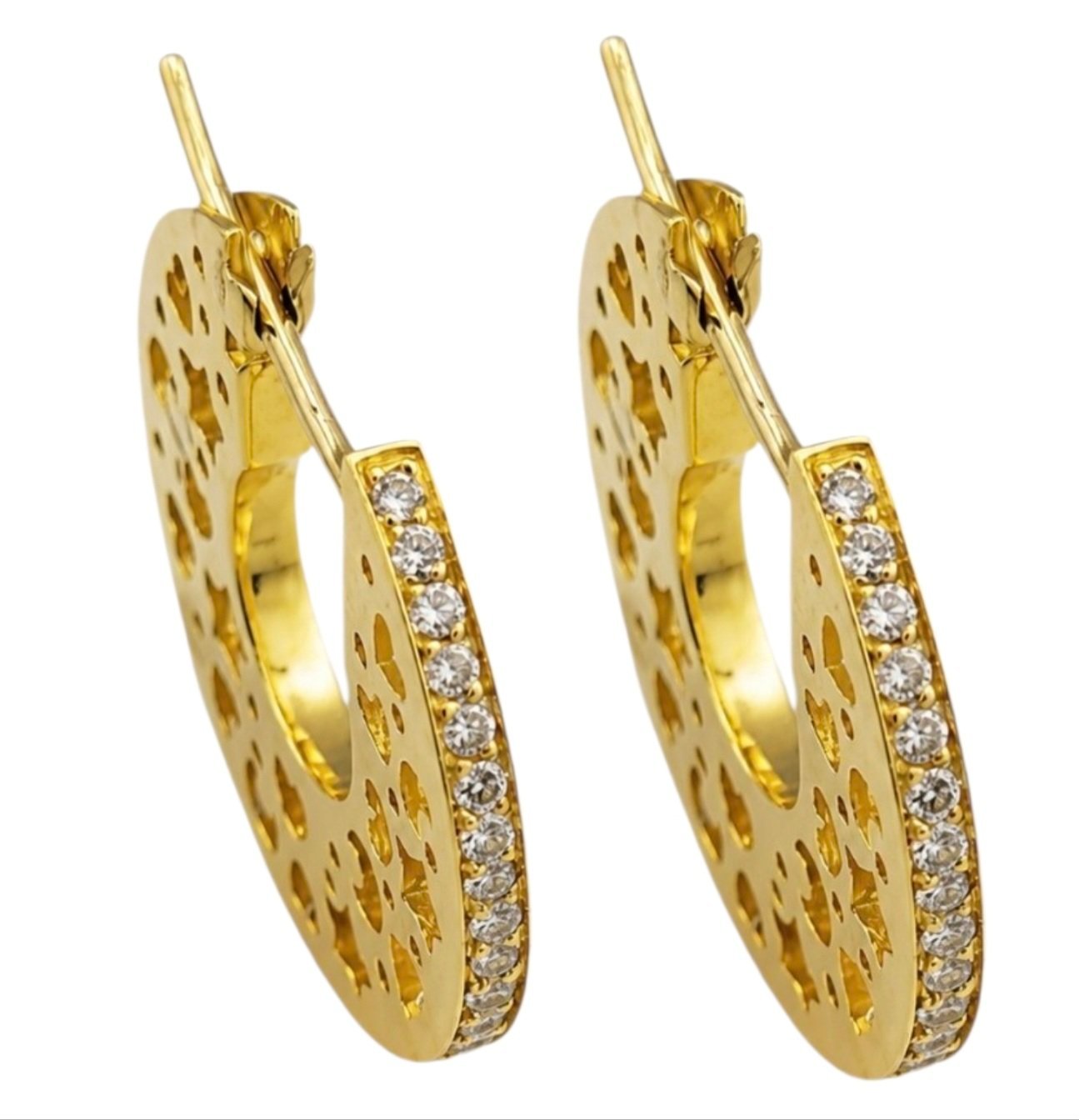18K Yellow Gold 0.40ct Diamond Moon Design Earrings