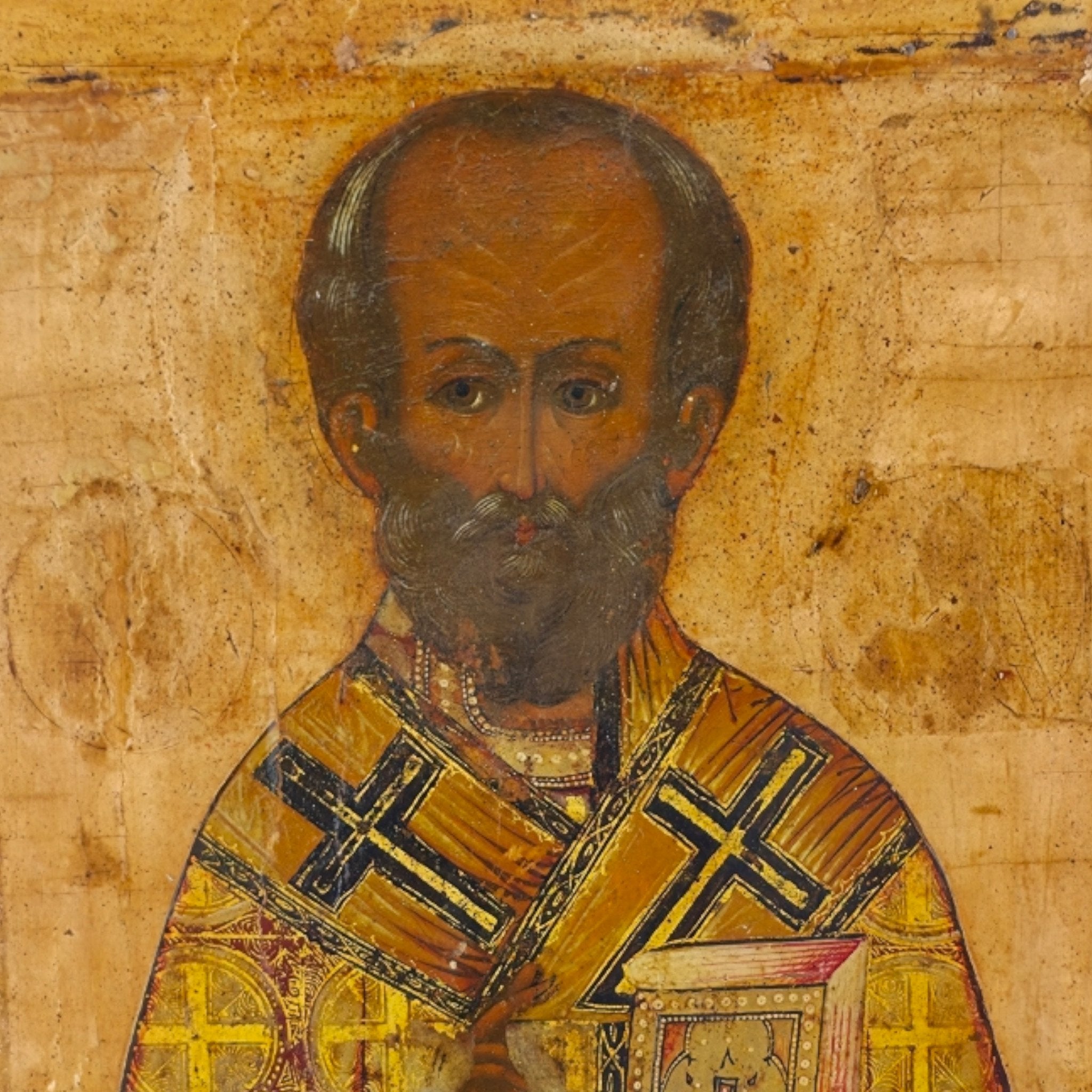 Antique Russian 18th century icon of St. Nicholas
