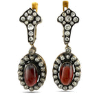 Antique Imperial Russian 56K Yellow Gold 2.46ct and Burgundy Garnet Earrings