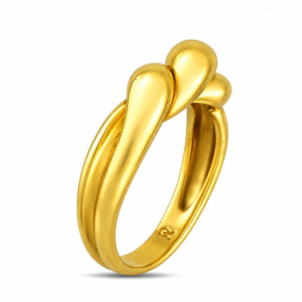 18K yellow gold sculptural ring with rounded interlocking bands