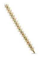 14K Yellow Gold Sapphire, Ruby, Emerald, Pearl and 1.03ct Diamond Bracelet