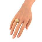 14K Yellow Gold Textured 1.20ct Diamond Dome Ring