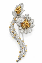 18K Yellow Gold 10.50ct Diamond Floral Brooch