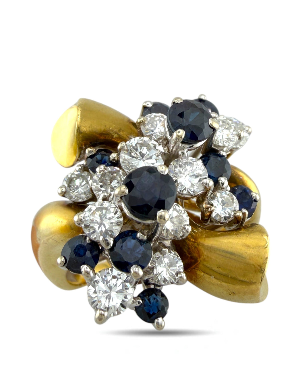 Vintage 14K Yellow Gold 2.56ct Diamond and Sapphire Ring