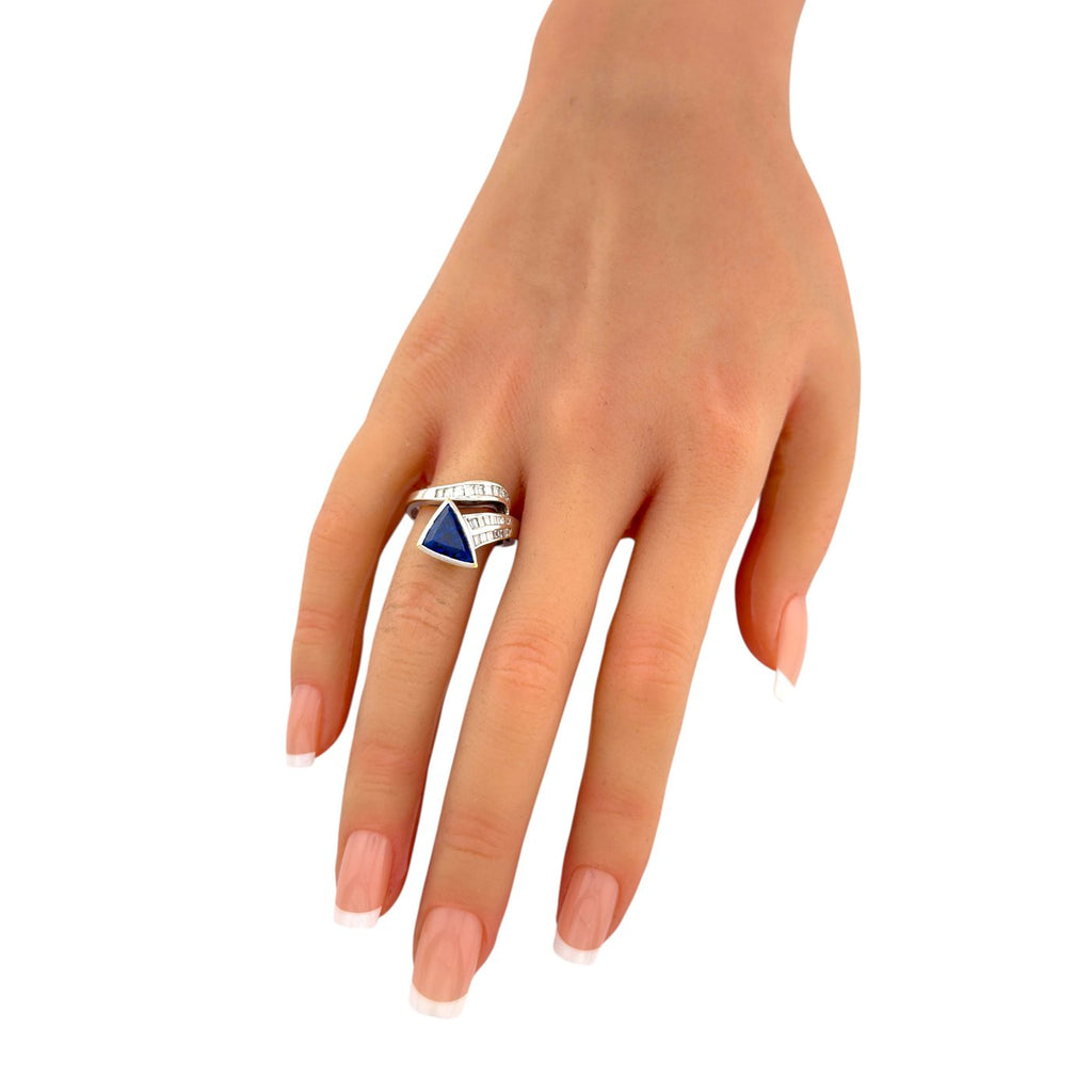 18K White Gold 1.75ct Sapphire and 0.63ct Diamond Twist Ring