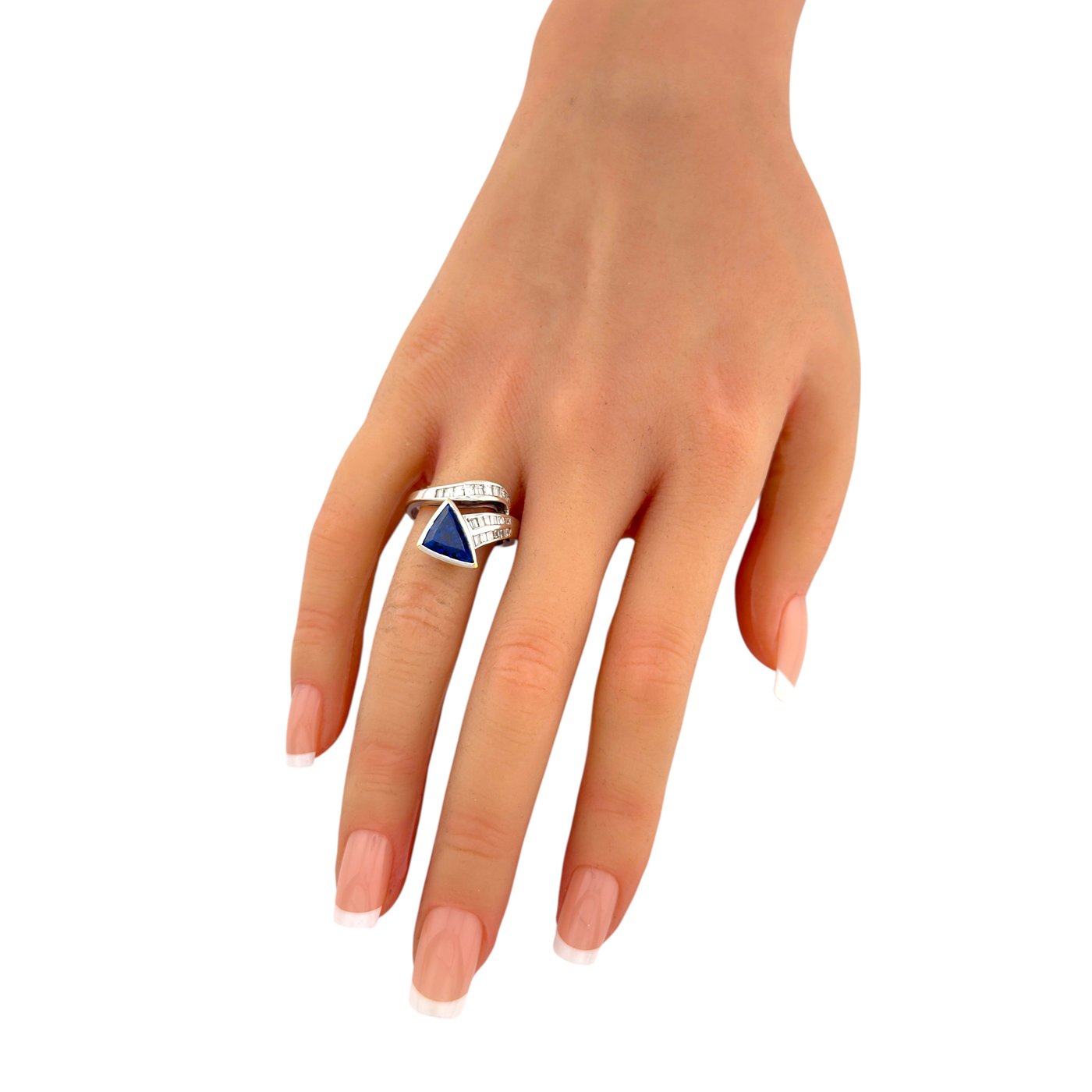 18K White Gold 1.75ct Sapphire and 0.63ct Diamond Twist Ring