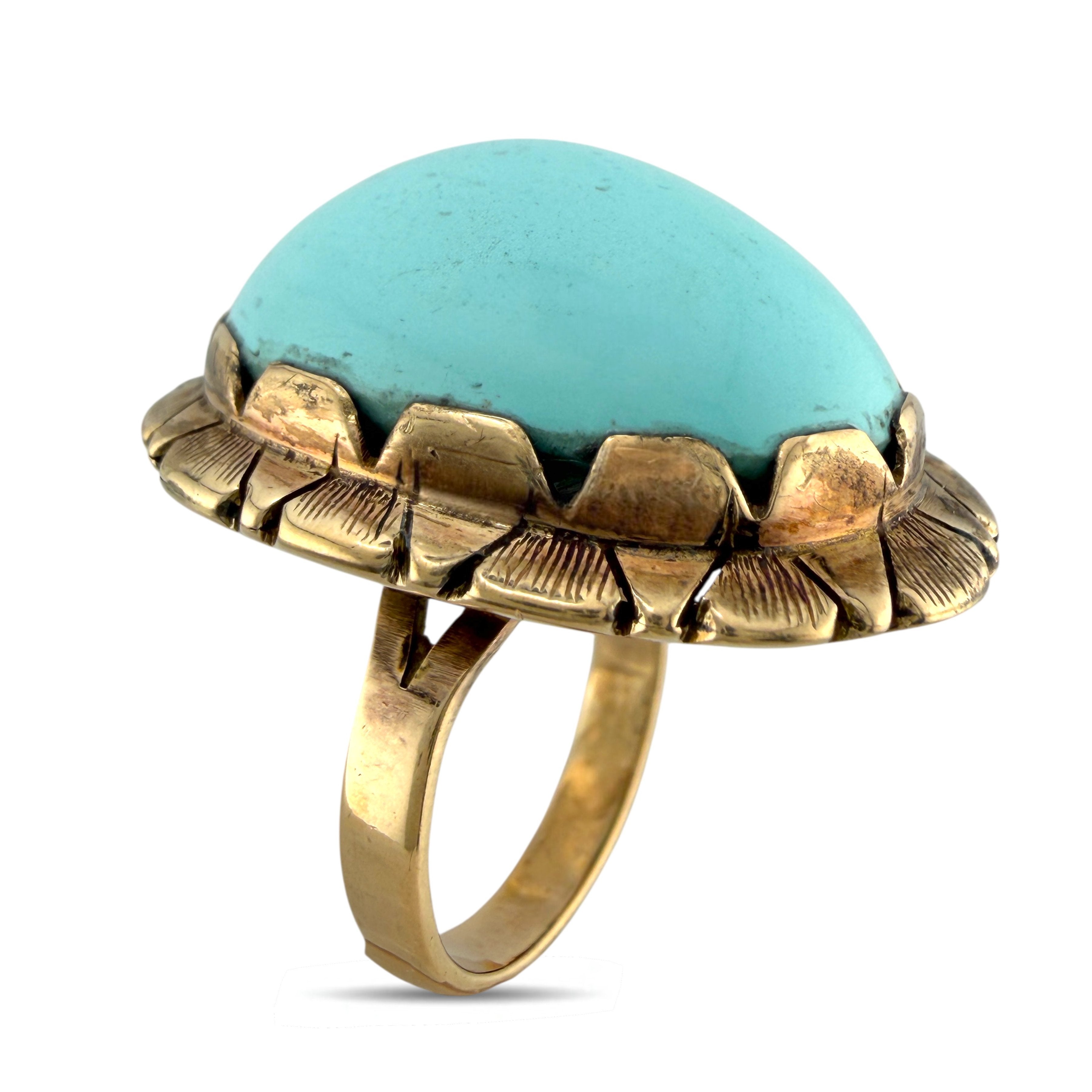 14K Rose Gold Turquoise Statement Ring