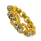 18K Yellow Gold Woven Textured 4.5ct Diamond and 3ct Sapphire Bracelet
