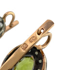 K. Faberge Imperial Russian 14K (56K) Rose Gold 2.40ct Peridot and Pearl Earrings