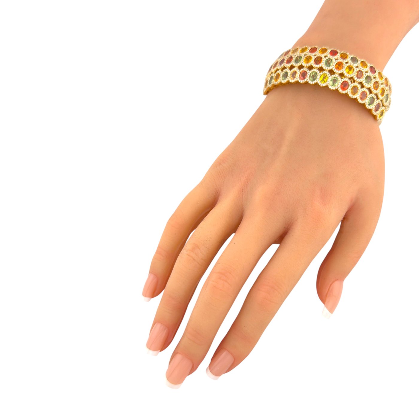 14K Yellow Gold Multi Gemstone and 3.23ct Diamond Statement Bracelet