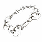 18K White Gold Circle and Oval Link Bracelet