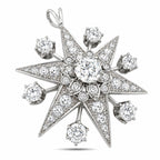 Star diamond pendant with 18K white gold prong-set stones and hanging loop bail