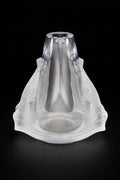 Lalique crystal vase with frosted abstract relief and flared pedestal base