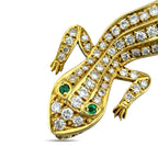 Lizard Brooch 18K Yellow Gold 1.41ct Diamond and Emerald