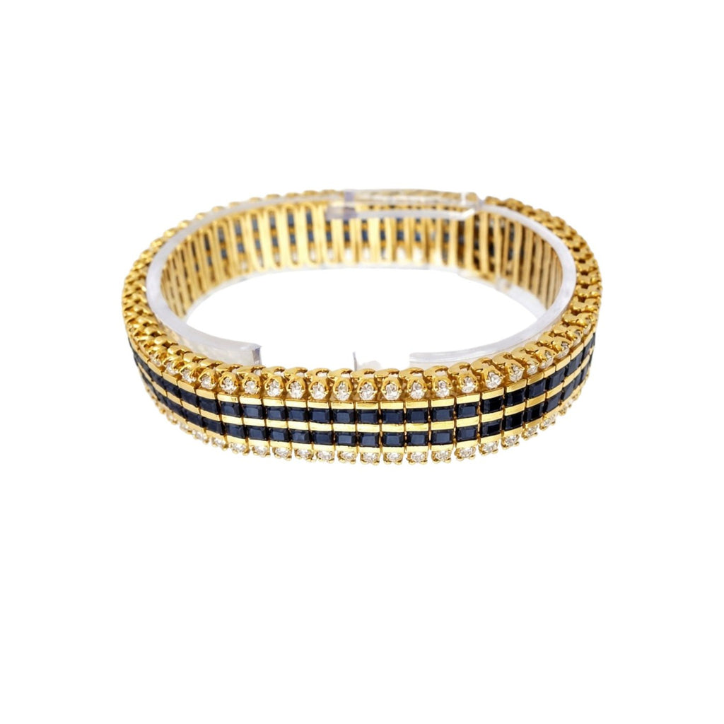 Art Deco 18K Yellow Gold 21ct Sapphire and 7.2ct Diamond Bracelet