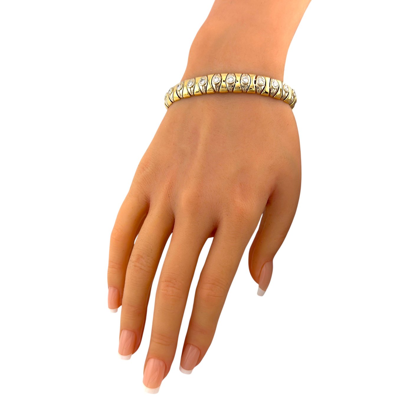 14K Yellow and White Gold 3.50ct Diamond Flexible Link Bracelet