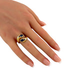 18K Yellow Gold 1.30ct Sapphire Ruby and Diamond Bypass Ring