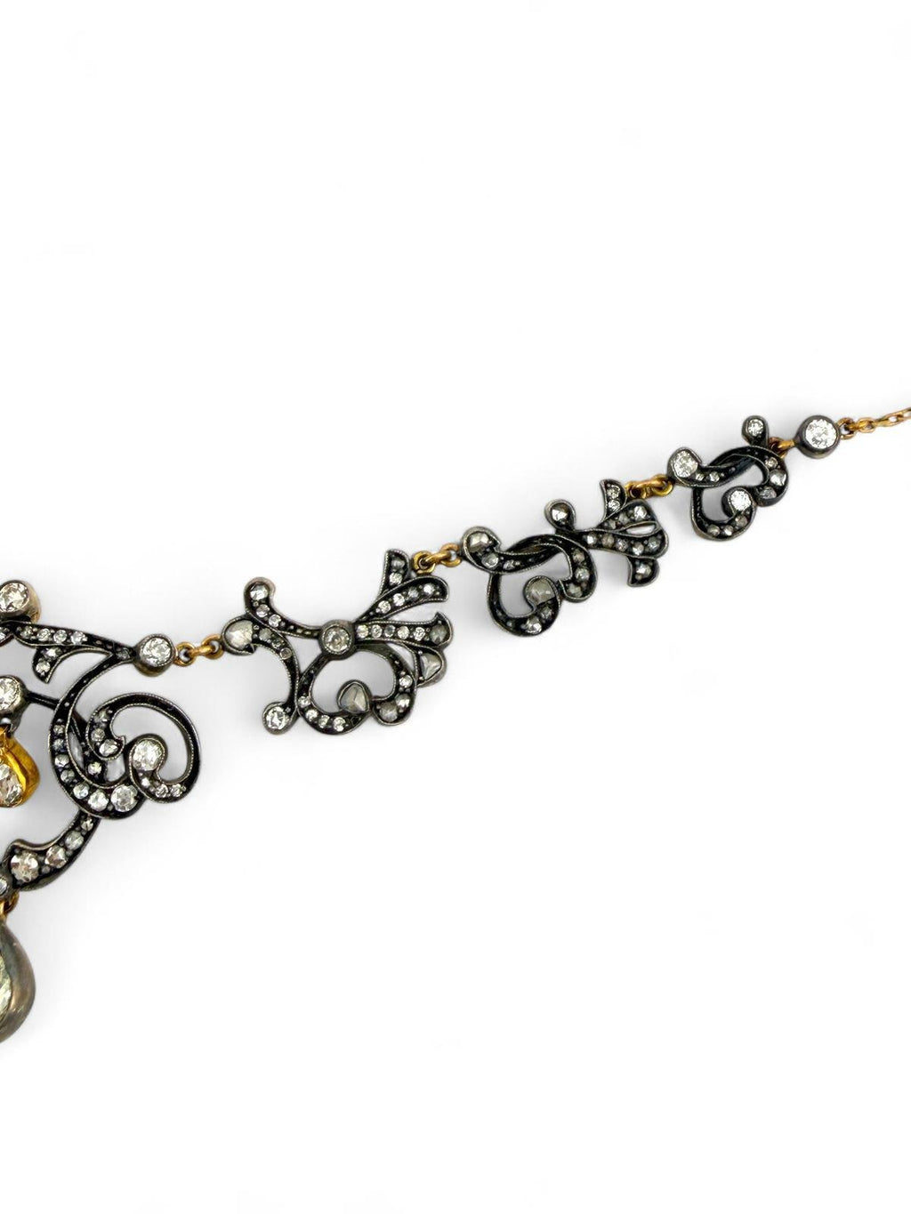 Imperial Russian Period Antique 56K Gold (14K) and 3.01ct Diamond Necklace