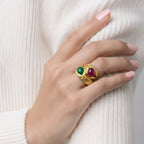 Valentin Magro 18K Gold Ring with 4.5ct Ruby and 4.0ct Emerald