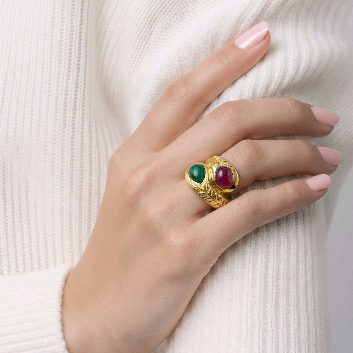 Valentin Magro 18K Gold Ring with 4.5ct Ruby and 4.0ct Emerald