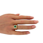 14K Yellow Gold Emerald and Diamond Ring