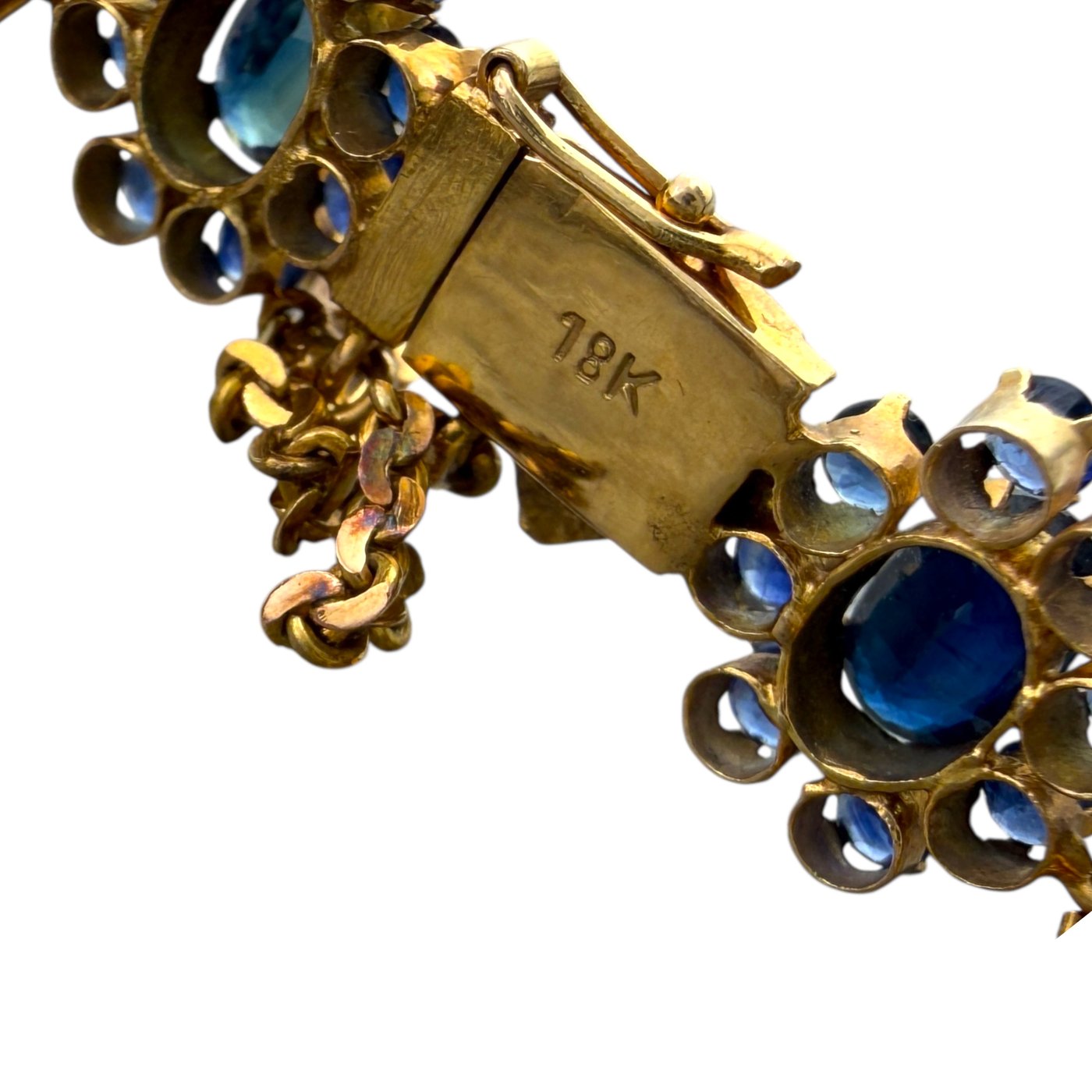 14K Yellow Gold 9.5ct Sapphire Floral Motif Bracelet