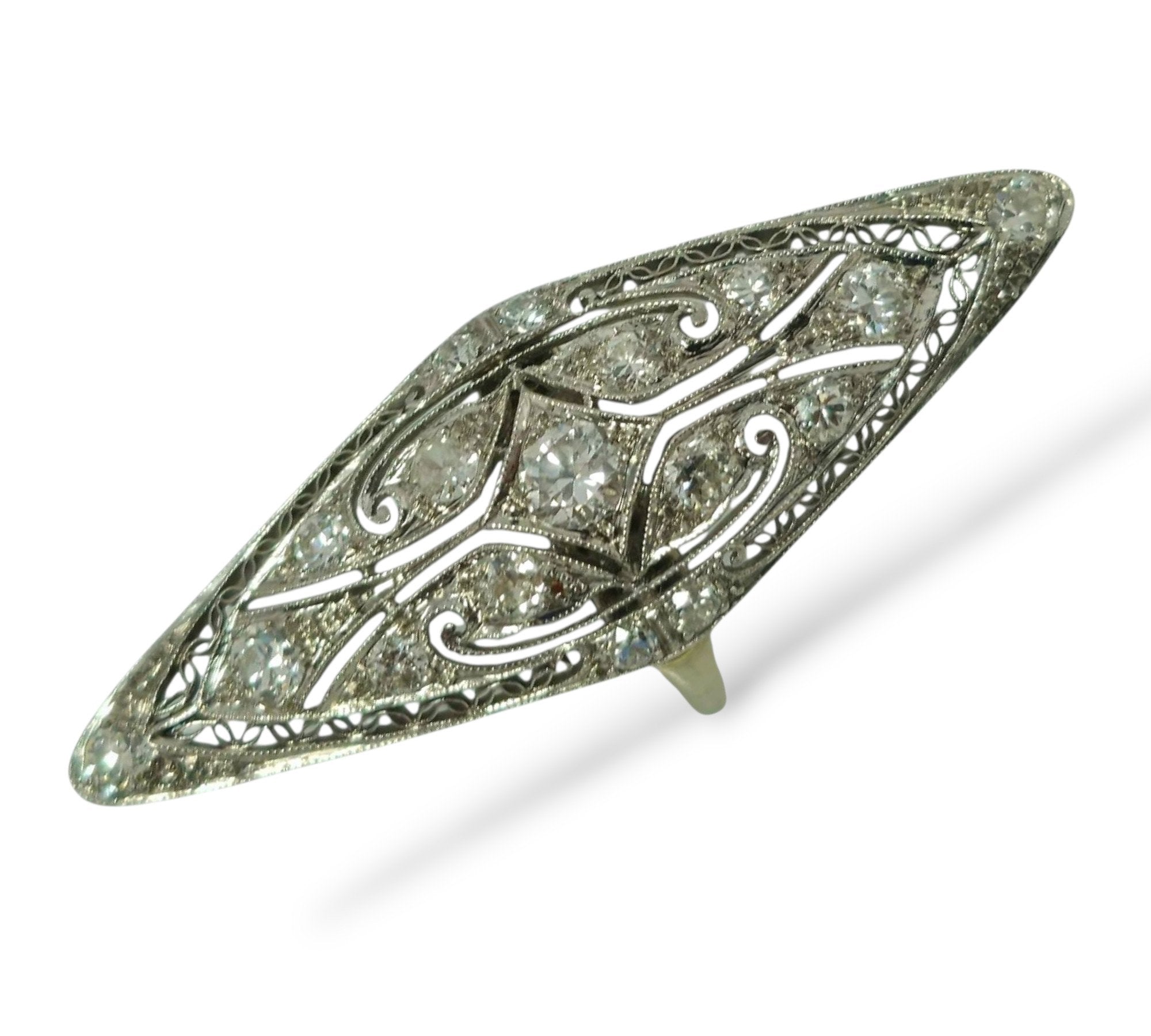 Art Deco Very Large 14K Gold and 1.25ct Diamond Ring