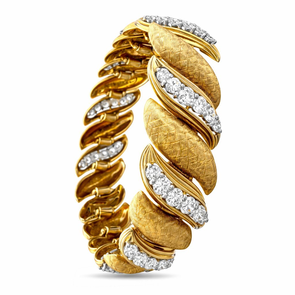 14K Rose Gold 6ct Diamond Textured Link Bracelet