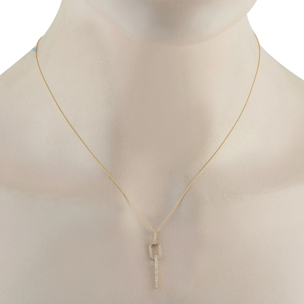 14K Yellow Gold 0.25ct Diamond Geometric Necklace