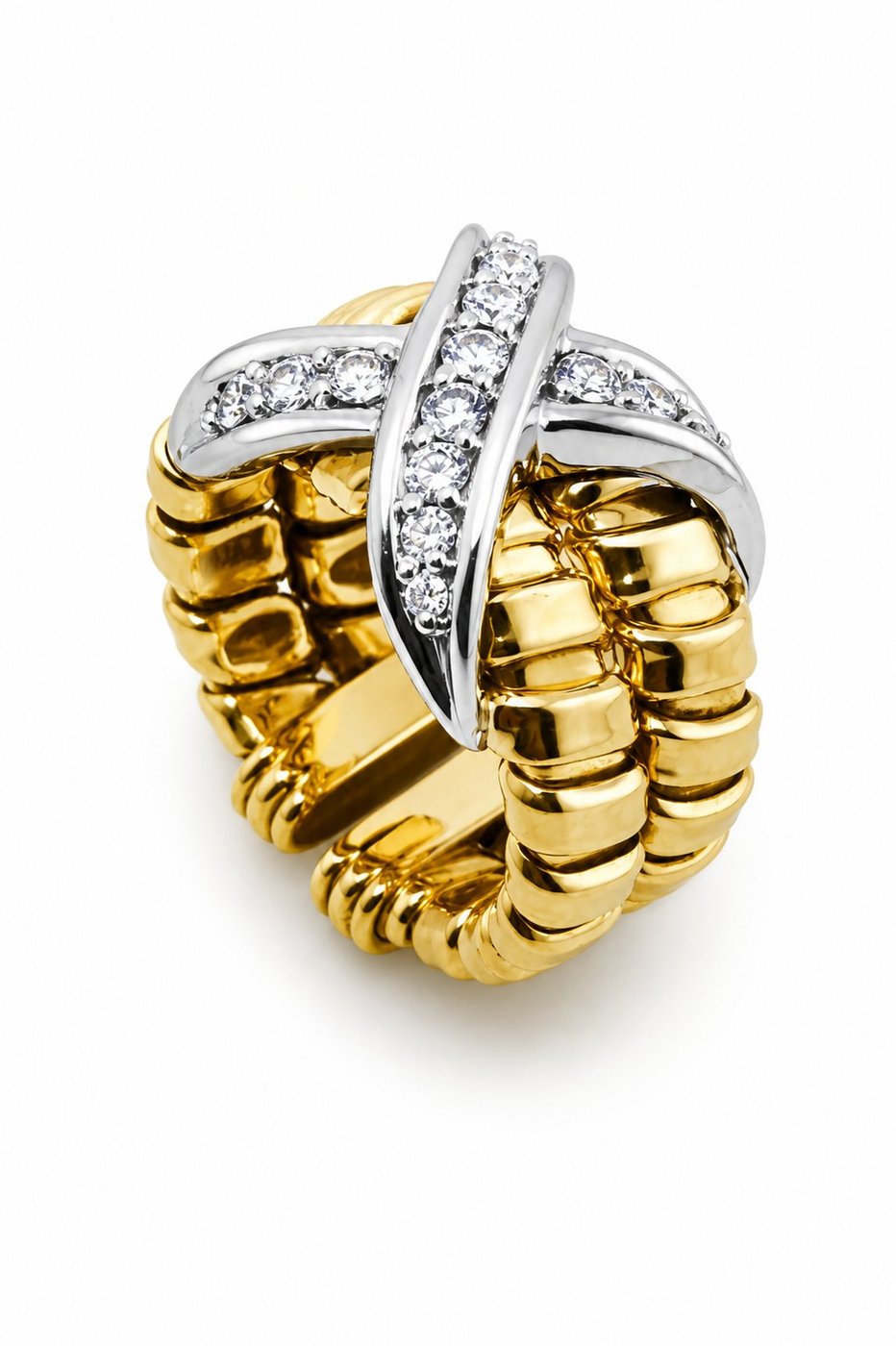 Italian 18K Gold & Diamond Love Ring