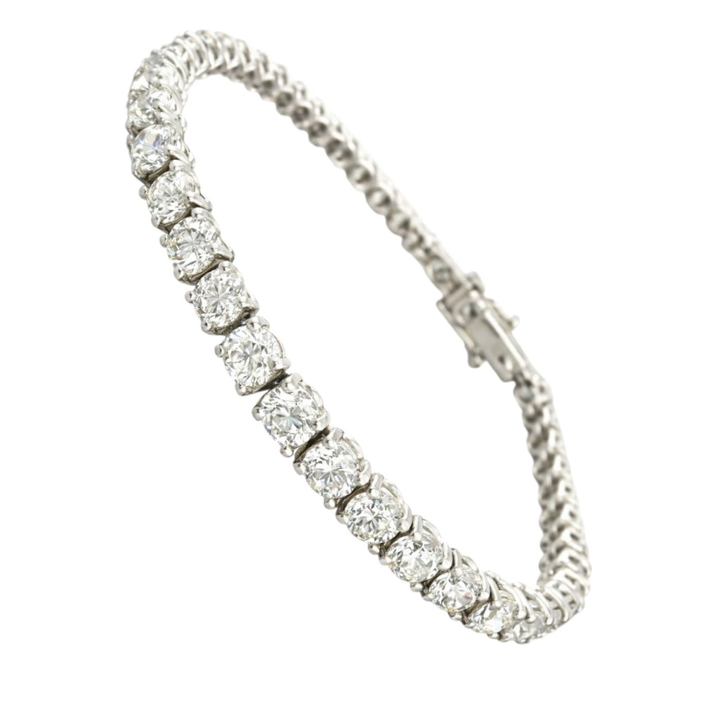 Certified 14K White Gold 12.3ct Diamond Tennis Bracelet