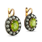 K. Faberge Imperial Russian 14K (56K) Rose Gold 2.40ct Peridot and Pearl Earrings