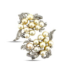 Pair of Platinum Pearl and 3.36ct Diamond Inverse Design Brooches