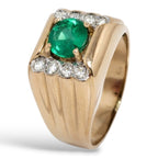 14K Yellow Gold Emerald and Diamond Ring