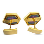 18K Yellow Gold Cufflinks with Trapiche Ruby and Amethyst