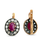 K. Faberge Imperial Russian 14K (56K) Rose Gold 2.20ct Ruby and 1.44ct Diamond Earrings