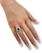 Ring - 18 kt. White gold, 18K Gold, Diamond & Deep Dark Red 1.0CT Ruby Art Deco Ring - 1.60ct. tw. Ruby - Diamond