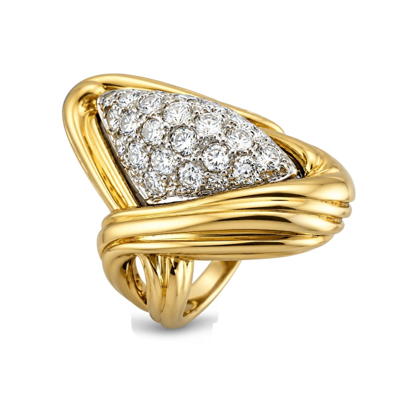 Yellow Gold 2.00ct Diamond Rhomboid Ring