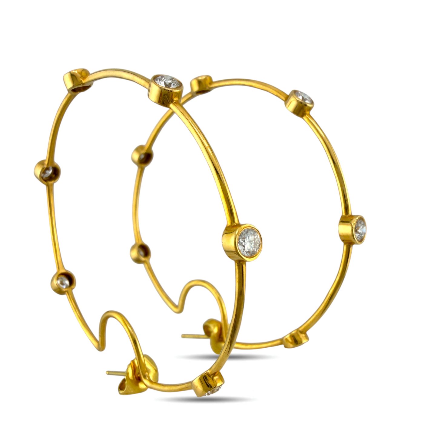 18K Yellow Gold 1.70ct Diamond Hoop Earrings