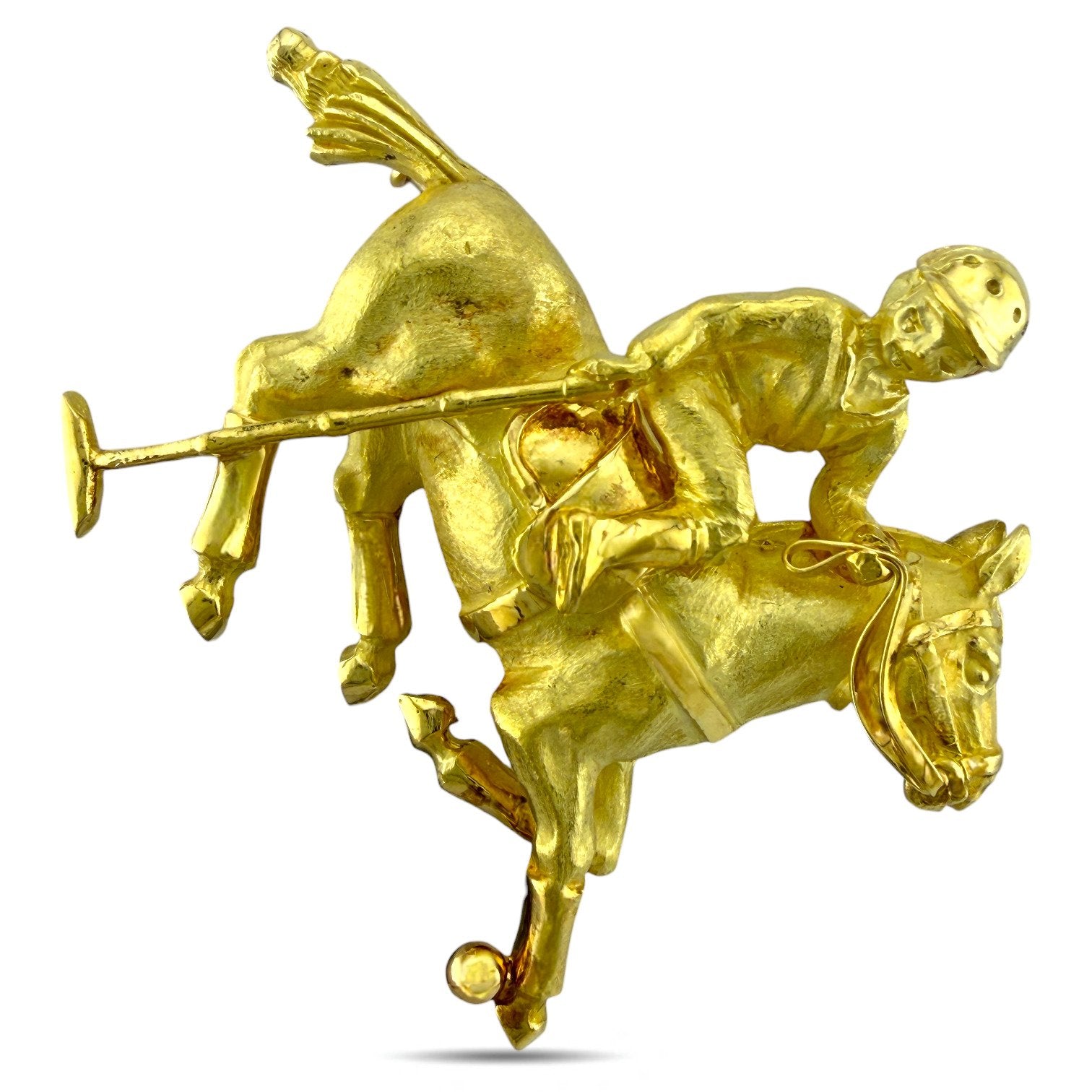 Brooch - 22 kt. Yellow gold, Exclusive 22K Yellow Gold Dynamic Polo Brooch
