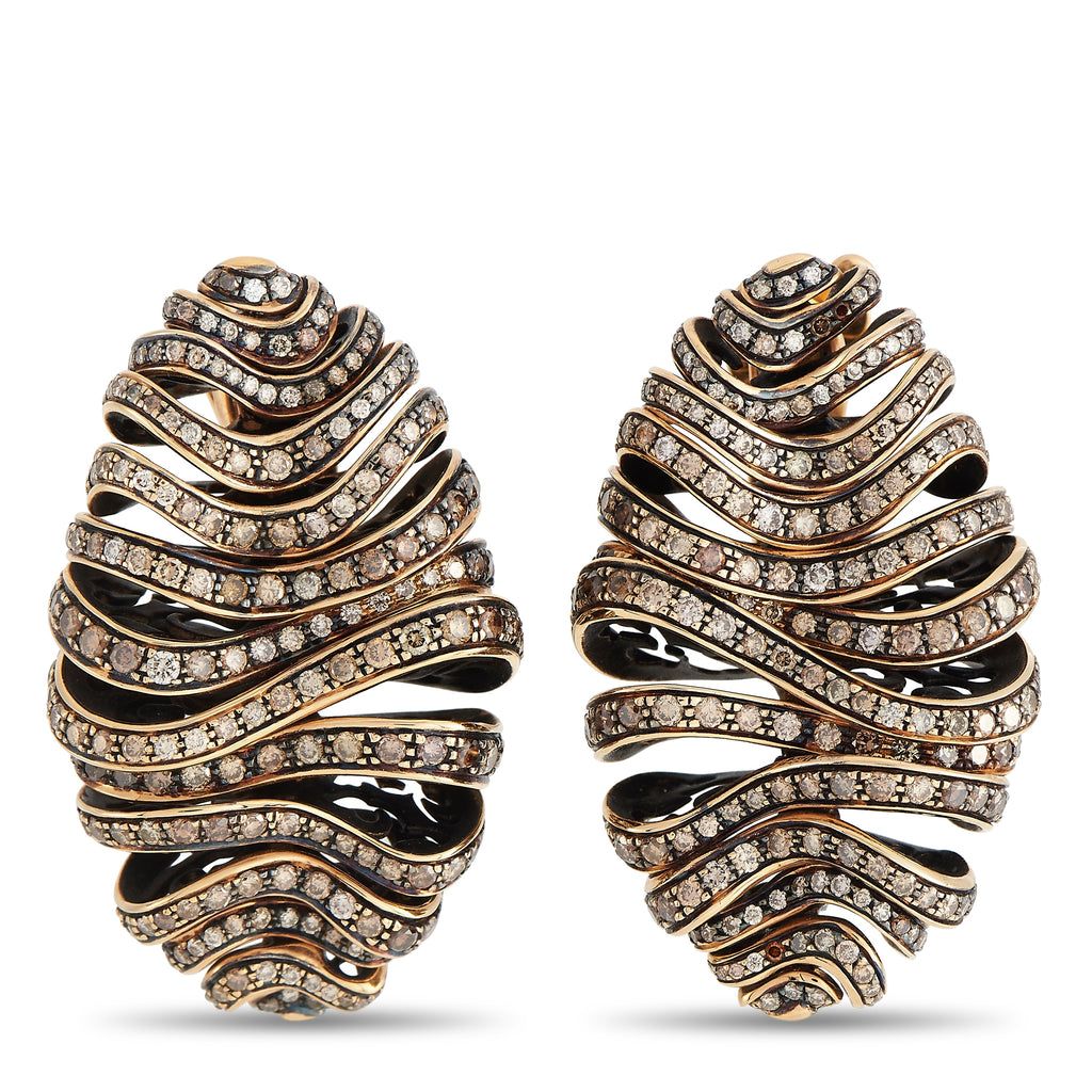 DE Grisogono 18K Rose Gold 7.42 ct Diamond Earrings