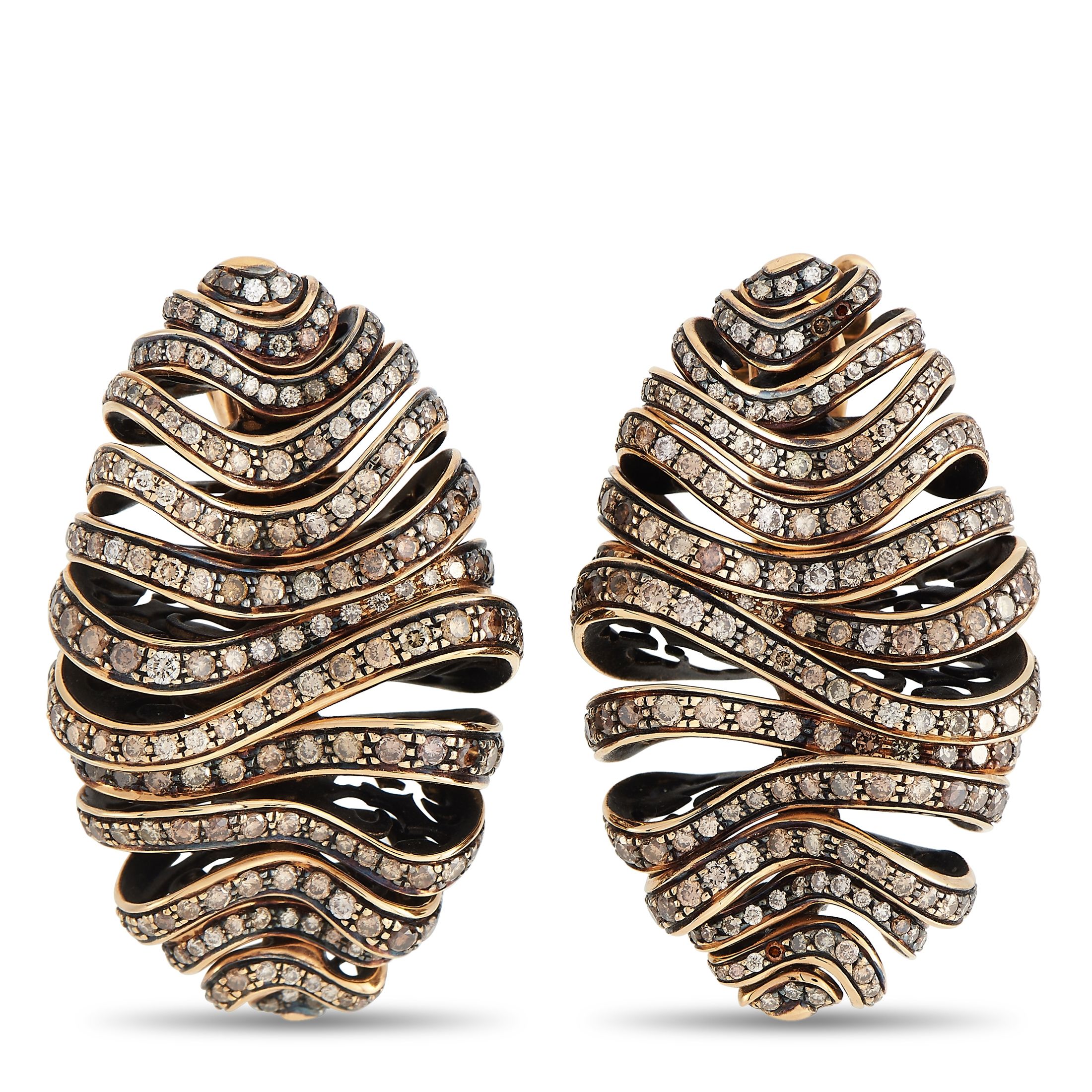 de Grisogono18K Rose Gold 7.42 ct Diamond Earrings – A bold, artistic sense of style makes these De Grisigono earrings truly 