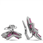 de Grisogono18K White Gold 1.94 ct Diamond and Pink Sapphire Earrings