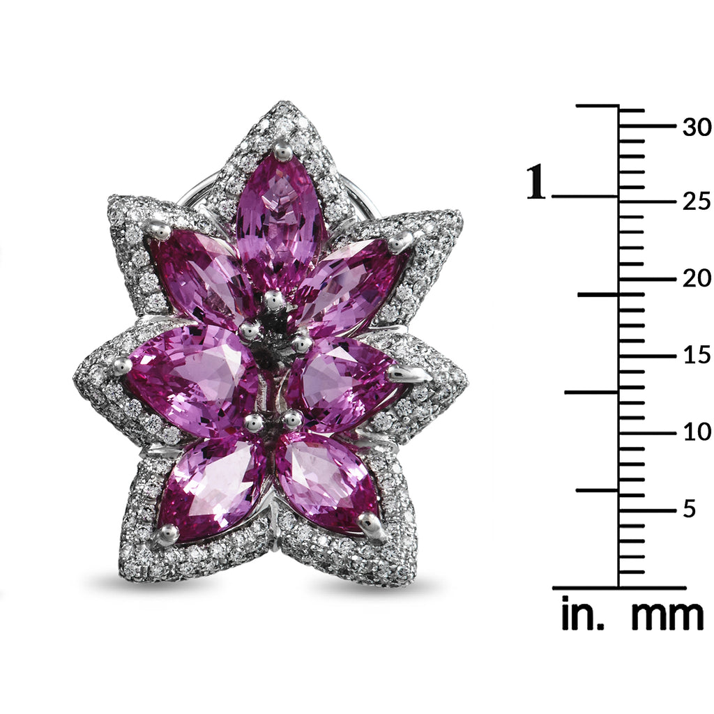 de Grisogono 18K White Gold 1.94 ct Diamond and Pink Sapphire Earrings